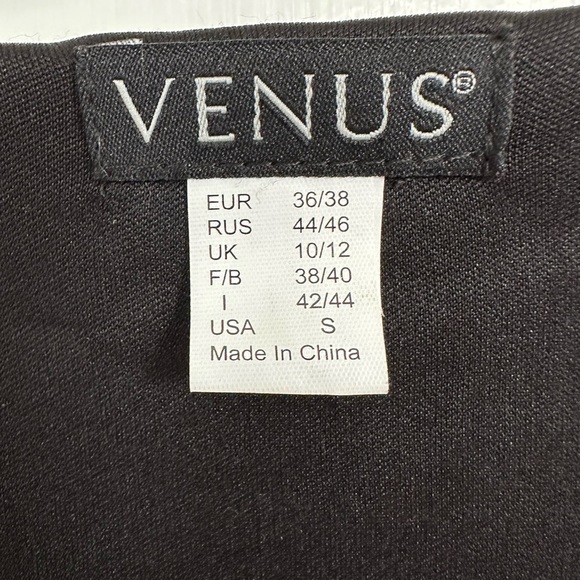 Venus Little Black Dress V-Neck Long Sleeves Sparkly Jeweled Cuffs Size Small - Picture 10 of 11